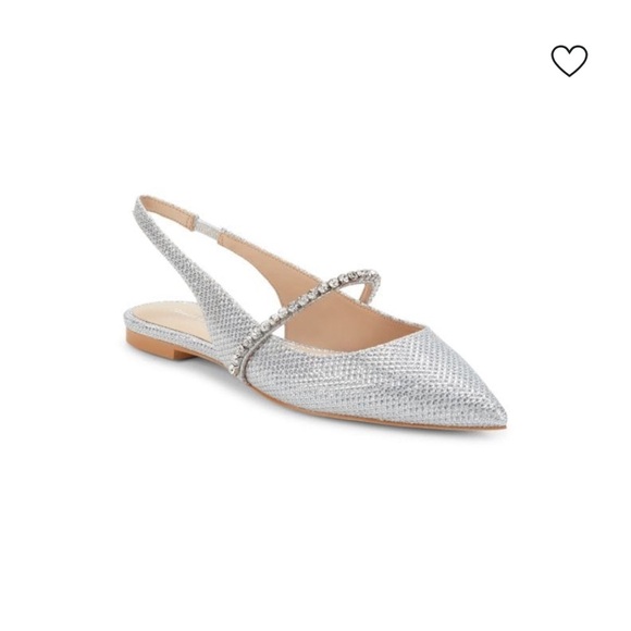 STUART WEITZMAN Crystalline Embossed Slingback Flats Crystal Silver Size 7 - Picture 1 of 8